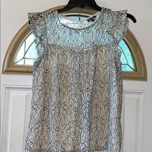 Black and white lace blouse